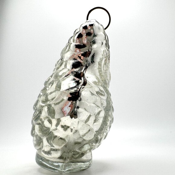 Owl Mercury Glass Ornament Kugel Style Silver Christmas 4" - Picture 6 of 8